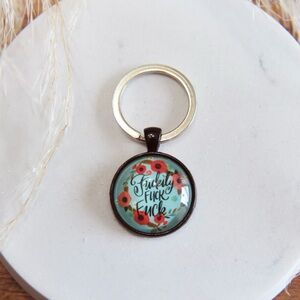 Floral Swearing Keychain Design